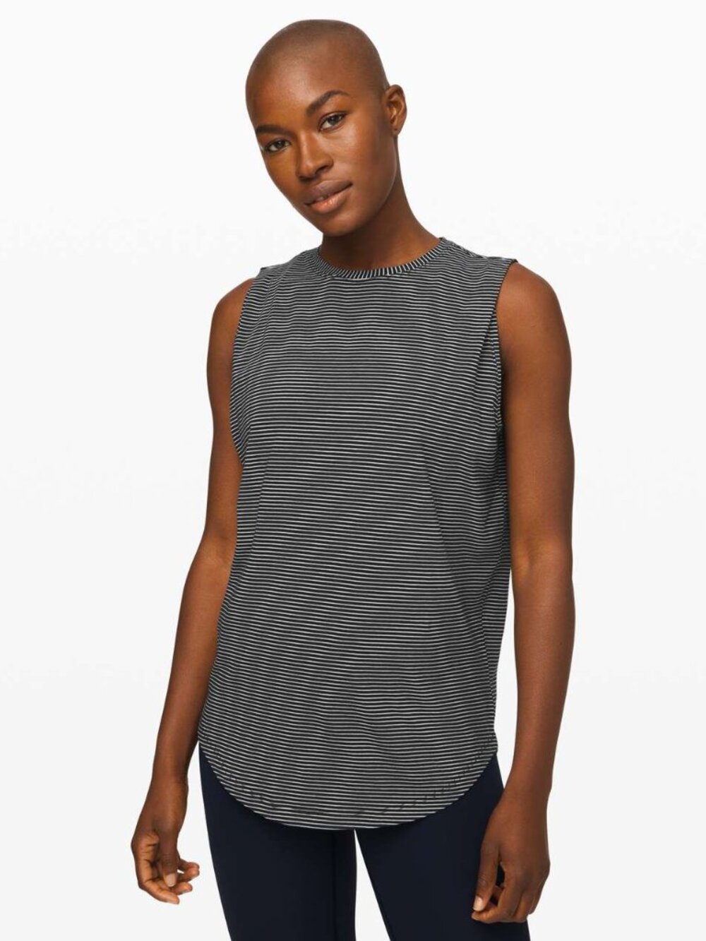 Lululemon Brunswick Tank Top / Sz 8 / Black + White Striped - Picture 3 of 8